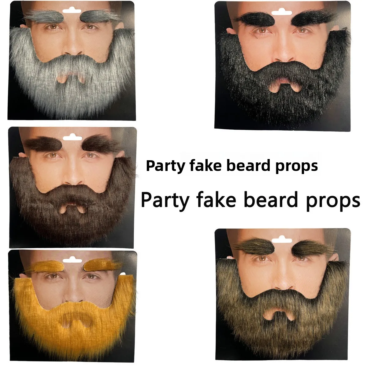 

Fake Mustache and Eyebrow Set Self-Adhesive Fake Beard Costume Accessory Cosplay Prop for Masquerade Theater Stage