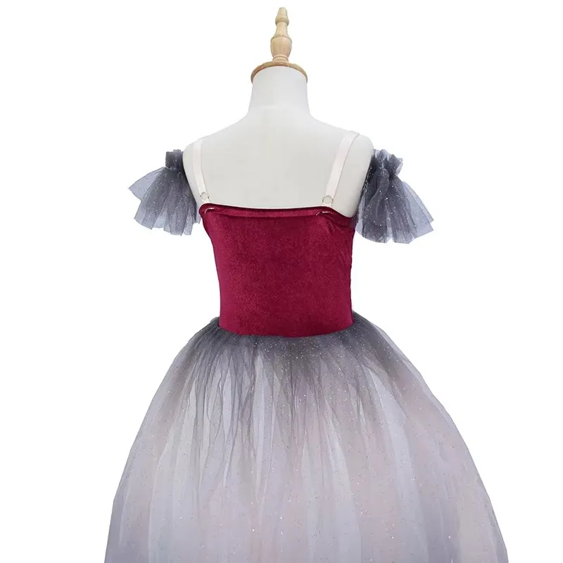 Abbigliamento da ballo per bambini Tutù di fiori con paillettes Abito da balletto per ragazza Abito da tutu di danza moderna Abito da principessa per balletto per ragazze