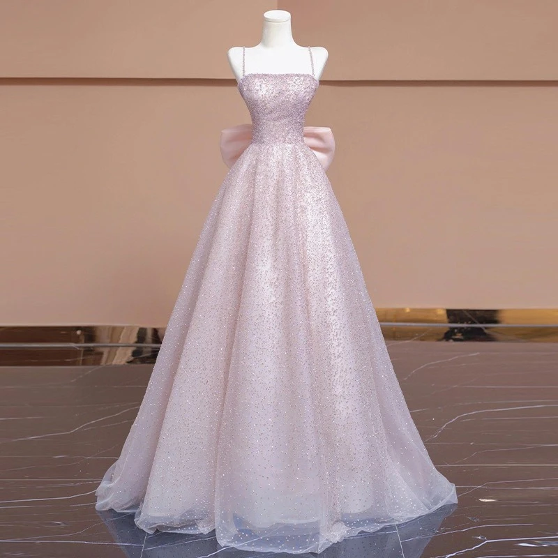 فستان سهرة للخطوبة بحزام للنساء 2025 نمط جديد متخصص الراقية البيانو الفن الصوتي امتحان الراقية الشعور المضيف #1