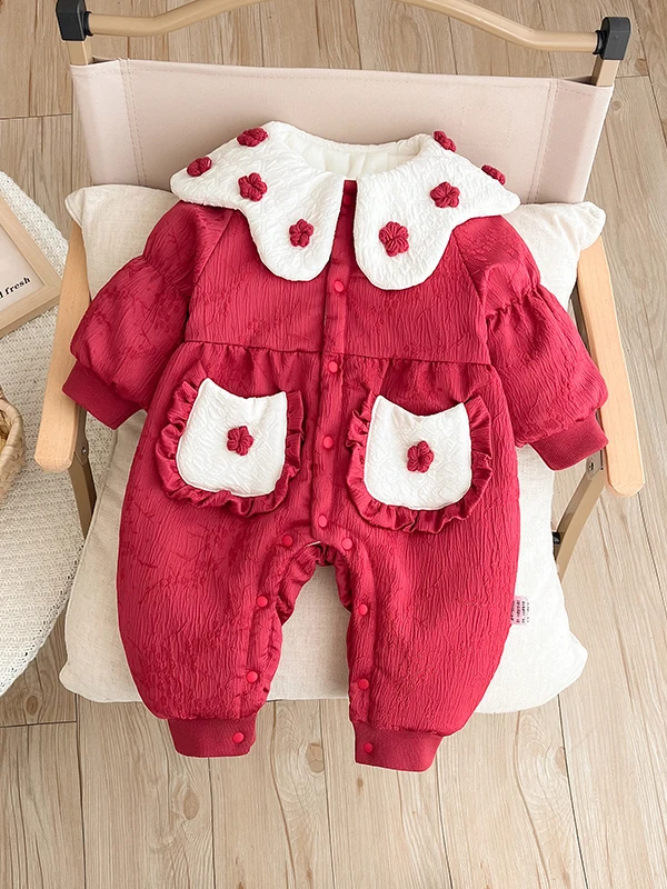 ชุดเด็กทารกสำหรับฤดูหนาว ผ้าฝ้าย ชุดฉลองปีใหม่ ชุดบอดี้สูทเด็กทารก กางเกงขายาวเอวสูง ใยโพลีเอสเตอร์ แบบปกติ...