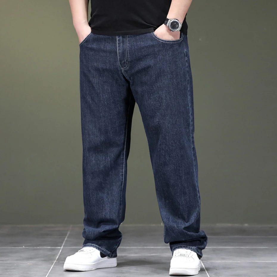 Baggy Jeans Men 48 Plus Size Straight Denim Pants Male Fashion Casual Solid Color Baggy Jeans Big Size