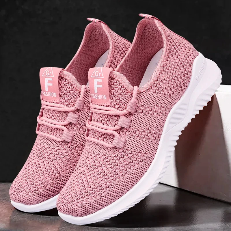 2024 Fitness Vulcanized Shoes Purple Women's Shoes Casual Fashion Breathable Walking Mesh Flat Shoes Sports Women's