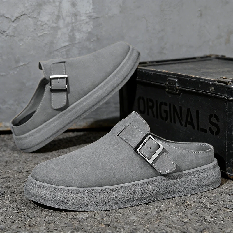 

Men's slip on casual shoes summer breathable lightweight soft-sole anti-slip outdoor walking shoes fashion Joker Half slippers