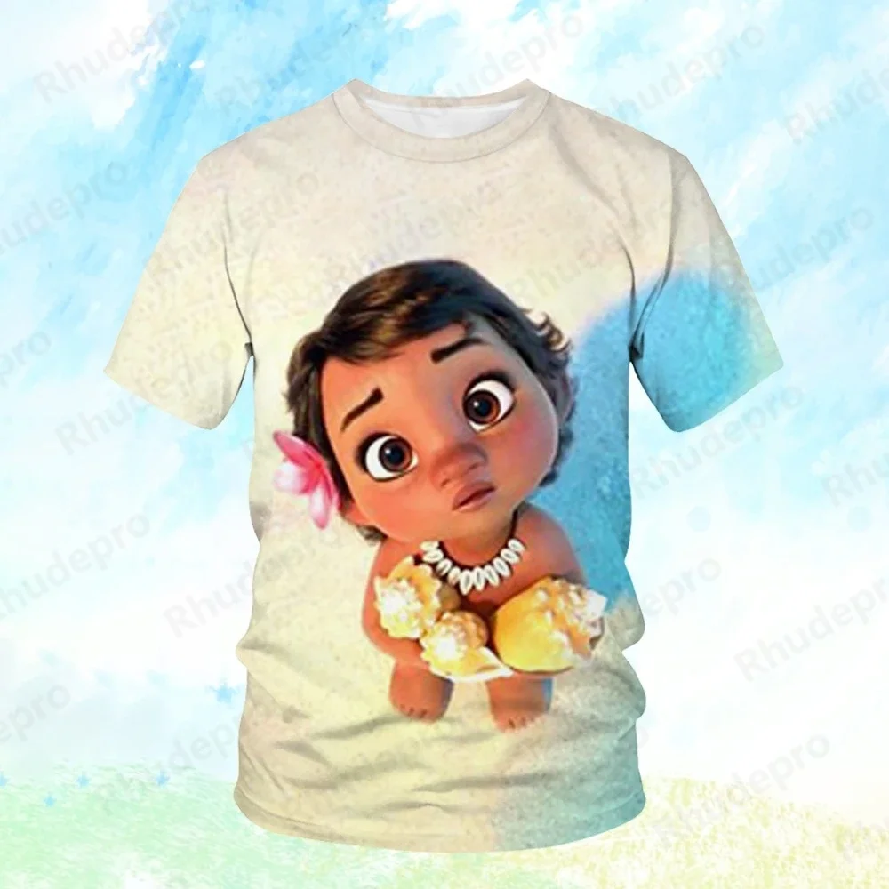 ديزني موانا تي شيرت الرجال النساء الصيف الكرتون المطبوعة بلايز تيز موضة ملابس قصيرة الأكمام ملابس الشارع الشهير