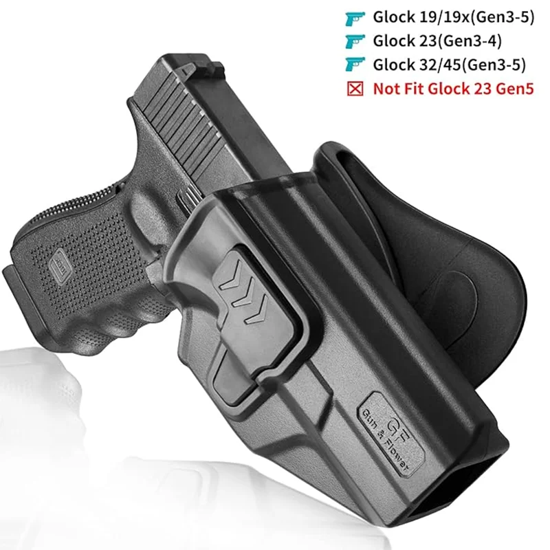 

OWB Holster Fit Glock 19 Gen 3-5,Glock 23/32 Gen 3-4,G19X/44/45 Concealed Carry Index Release Polymer Bags Attachment,Right Hand