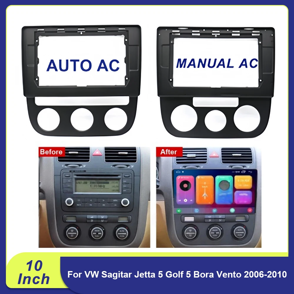 

For VW Sagitar Jetta 5 Golf 5 Bora Vento 2006-2010 10 Inch Car Radio Frame Fascia Kit with Canbus Wiring Harness
