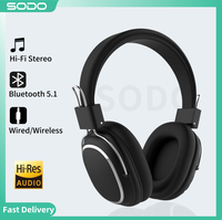 SODO 1004 Wireless Headphone Foldable Bluetooth-compatible 5.0 Stereo Headset Wired Wireless Headphones with Mic Support TF/FM