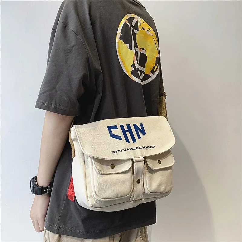 Japanse Stijl Canvas Kruis Tas Grote Capaciteit Schoudertas Student Mode Outdoor Casual Versie Effen Kleur Messenger Bags