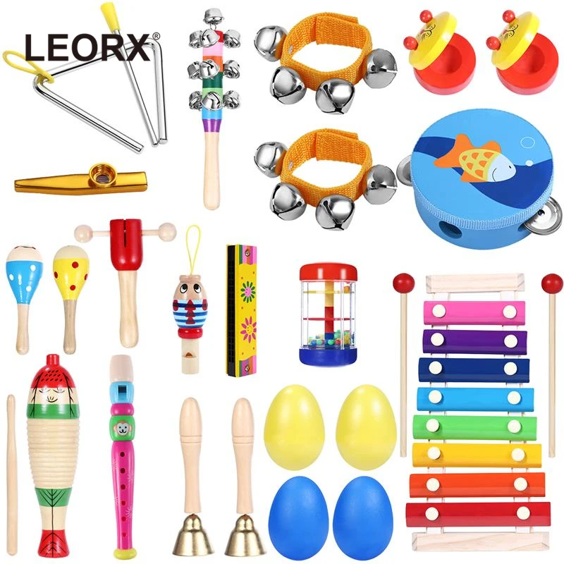 23Pcs/Set Kids Musical Toys Percussion Safe Non-toxic Toys Musical Instruments Educational Tools Rhythm Kit for Kids Toddlers