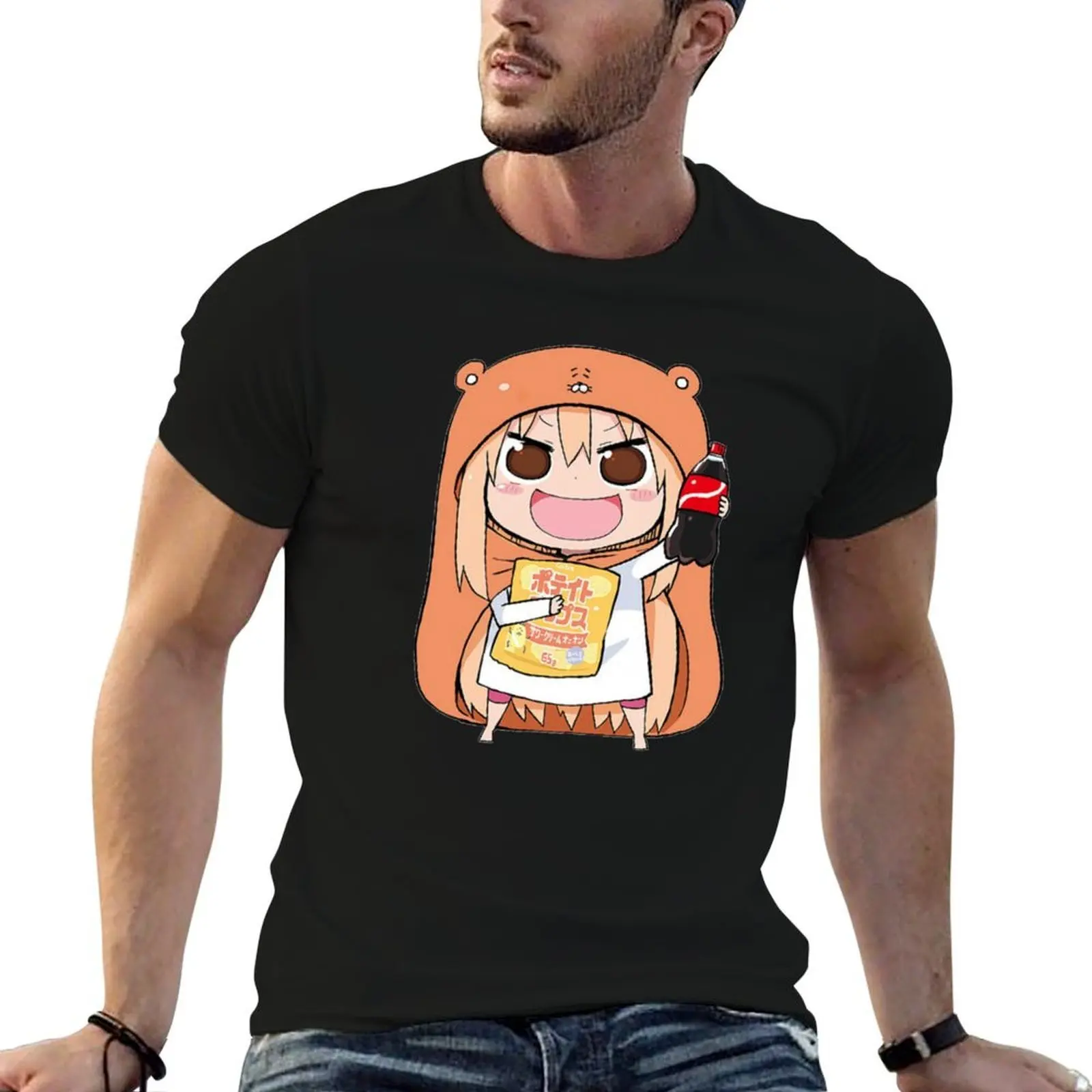 

Umaru chan holding a cola bottle T-Shirt cotton tshirt 100% cotton t shirts high quality t shirts for man cotton funny T-Shirt