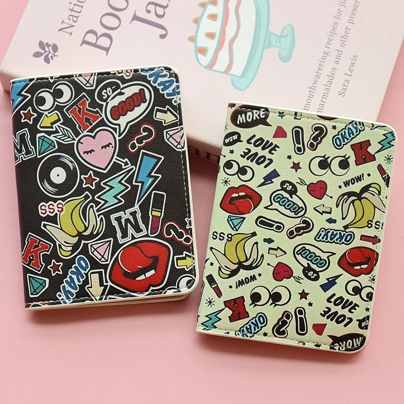 

Fashion Graffiti PU Leather Passport Cover Print Women Men ID Card Holder Travel Ticket Passport Multifunction Case