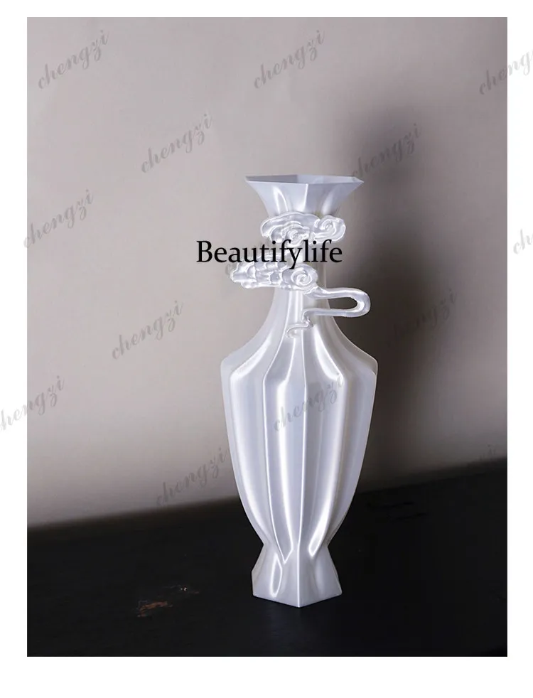 3D printed silver bamboo vase, emotionally stable new Chinese flower ware, high-end light luxury living room ornament
