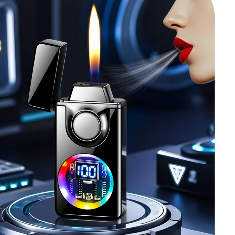 

2025 Voice Controlled Ignition Gas Lighter 4 Ignition Methods Battery Display Open Fire Switching Jet Fire USB Electric Lighters