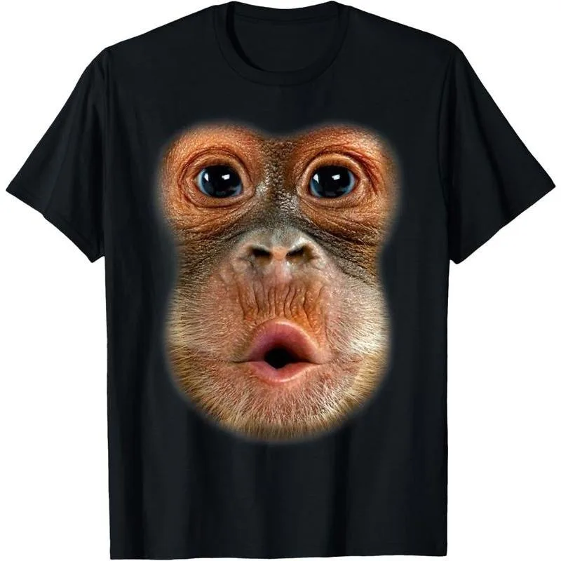 

Funny Monkey Face T Shirt Realistic Animal Print Graphic Tee For Men Women Cute Orangutan Meme Top Summer Streetwear