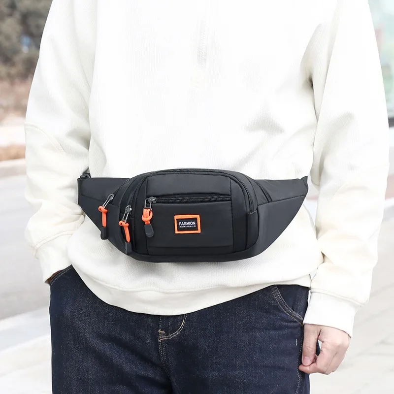 

Large Capacity Running Waist Bag for Men Multi layer Phone Pouch Crossbody Sports Bag Business Cash Register Pouch
