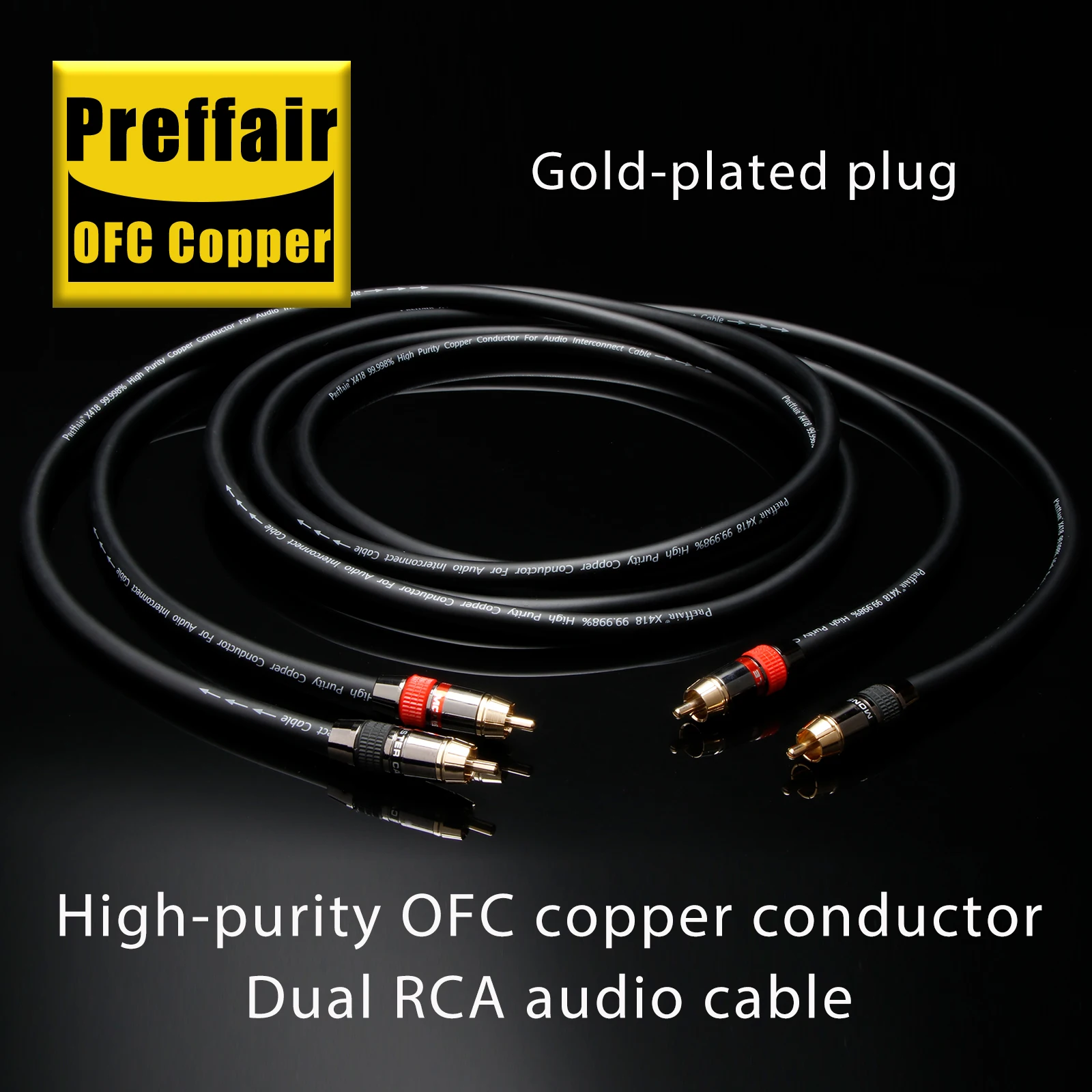 

Аудиокабель Preffair HiFi X418 из OFC-меди с позолоченными 24-каратным золотом разъемами RCA (RCA-RCA) для передачи аудиосигнала