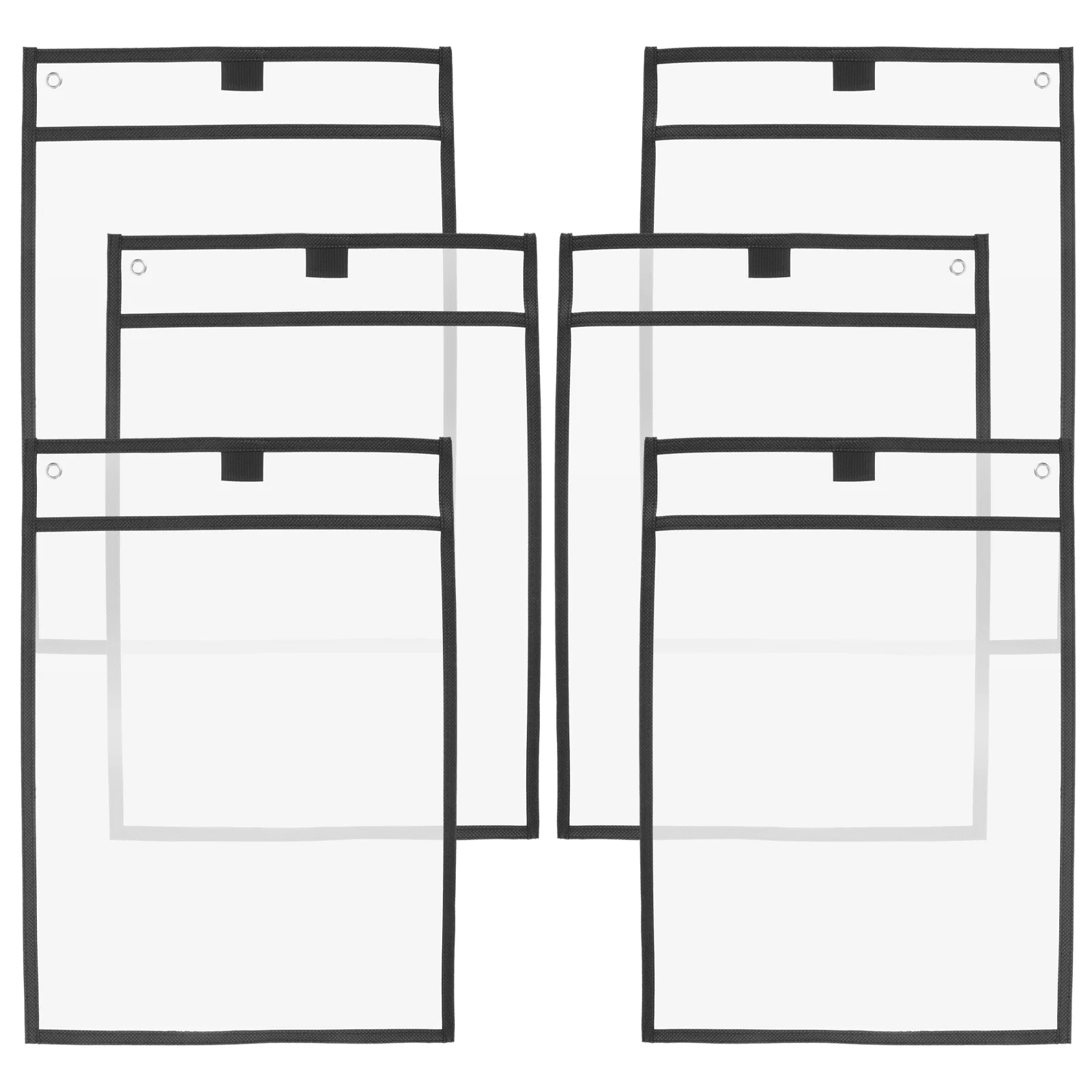 

6 PCS Dry Erase Pockets School Office Supplies Teaching Rewritable Stationery Storage Bags Black PVC Sewing