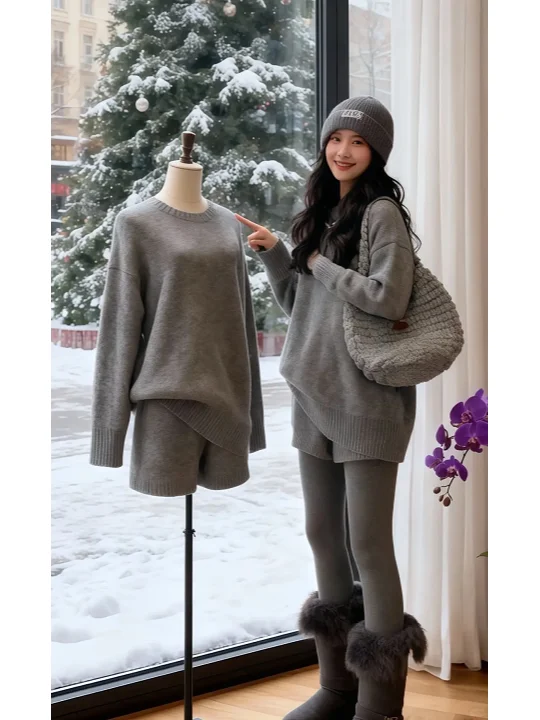 

Ele Autumn Faion Set Women's Loose SleLazy Faion High-End Feelings Two-Piece Suit Comfortable Luxury Wind Women