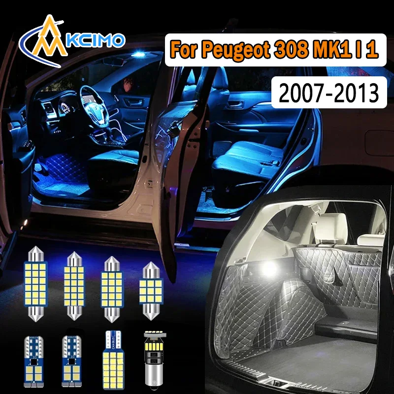 

LED Interior Light Kit Canbus For Peugeot 308 MK1 1 (2007-2013) Super Bright Dome Map Door Lights Easy Install Bulbs Set
