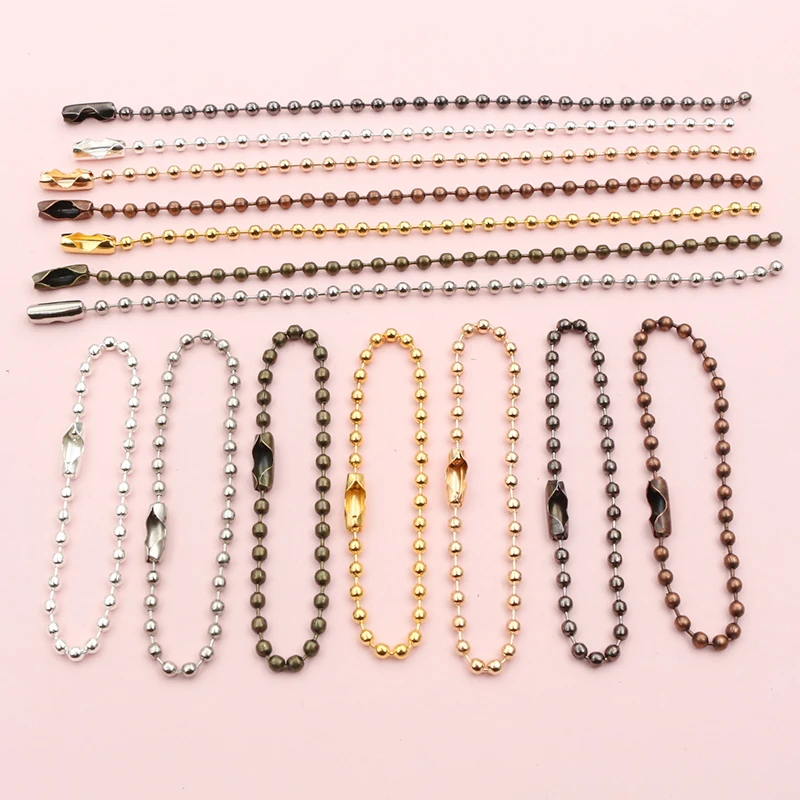 100pcs 2mm Ball Bead Chains 11cm Long Key Ring Chains Label Hand Tag Connector Bulk Keychain DIY Jewelry Making Accessories view 2