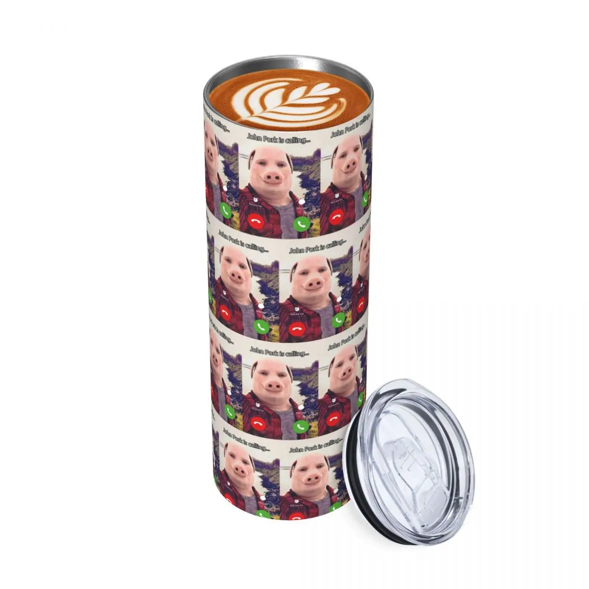 

John Pork Is Call Answer Call Телефон Стакан из нержавеющей стали Чашка с вакуумной изоляцией Термальная холодная бутылка Соломинки с крышкой 20 унций