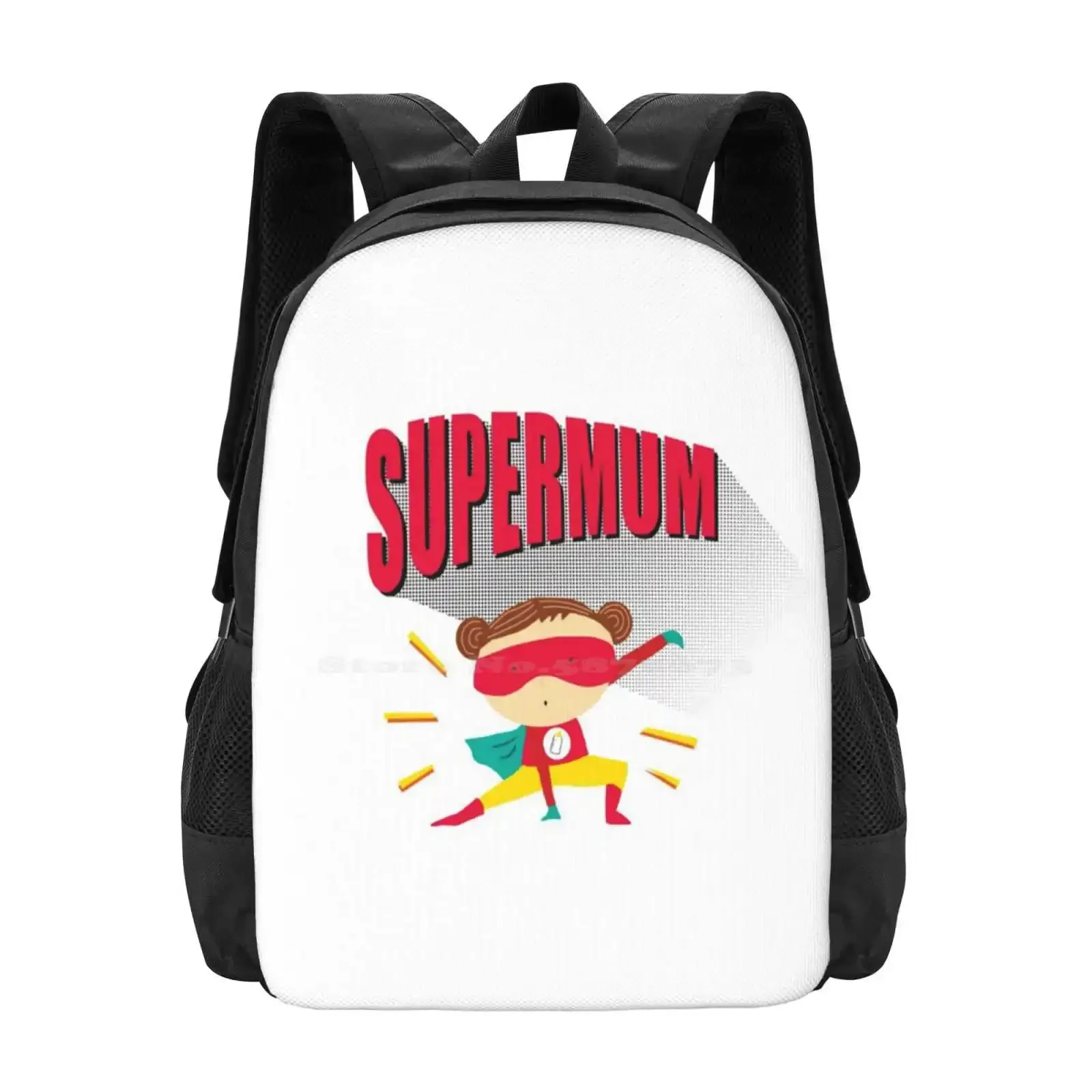 

Super Mum!! Pattern Design Bagpack School Bags Mum Superhero Super Hero Parenting Typography Graphic Fun Colour Motherhood