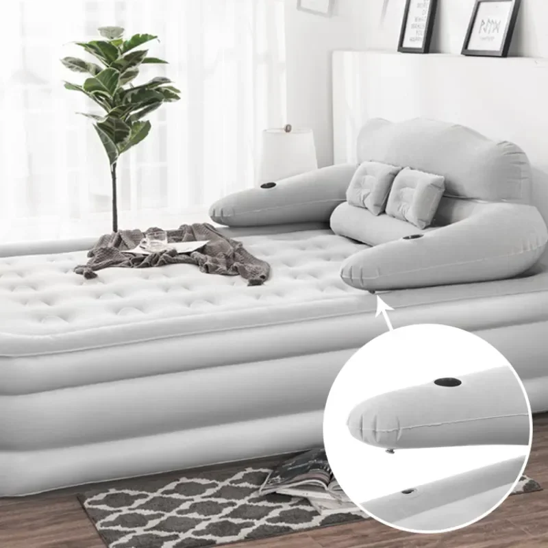 2 Persons Inflatable Mattress Indoor Outdoor Air Cushion 48cm High Bed Camping Folding Home Lazy Laying Soft Skin-friendly