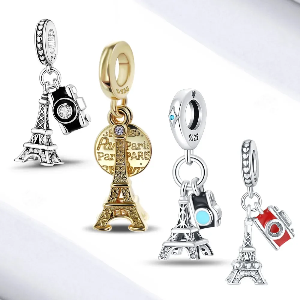 

Silver 925 Iron Tower Building Camera Charms Beads Fit Original Pandora Charm Bracelet for Women DIY Fine Jewelry