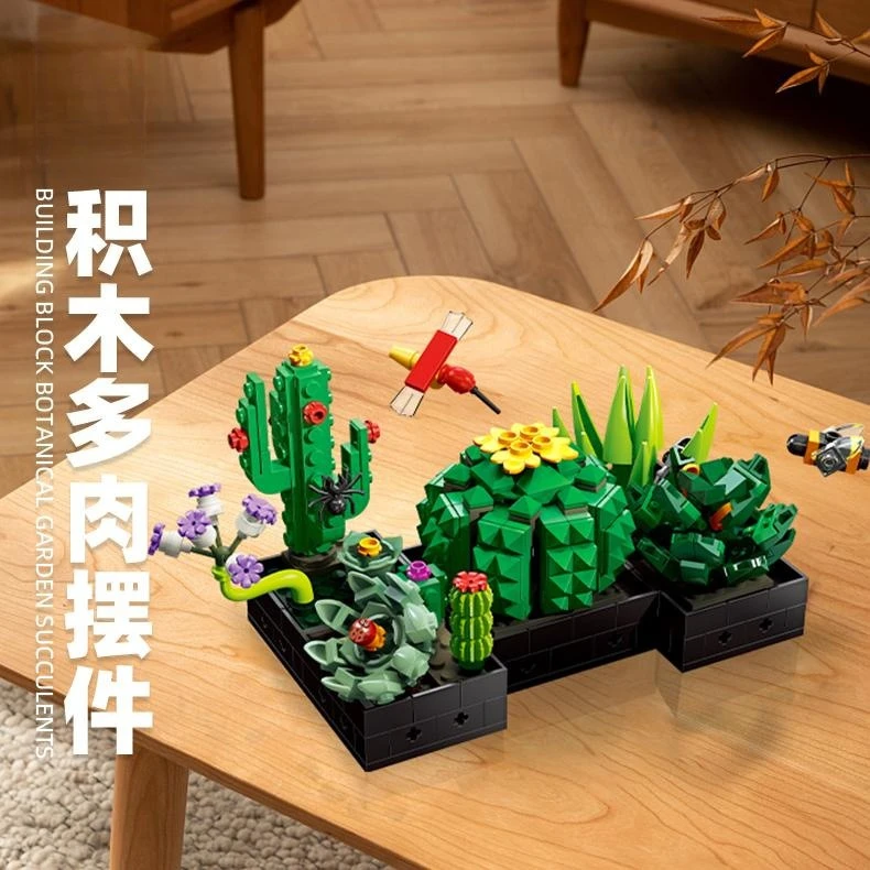 Puzzle assemblaggio blocchi di simulazione fiori e piante piante in vaso piante succulente blocchi di costruzione giocattoli regali di festa