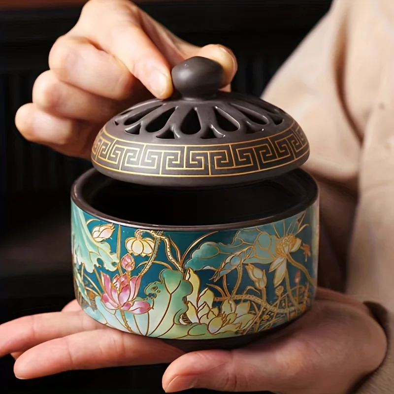 

1pc Large Exquisite Enamel Ceramic Incense Burner Sandalwood Agarwood Coil Incense Tower Incense