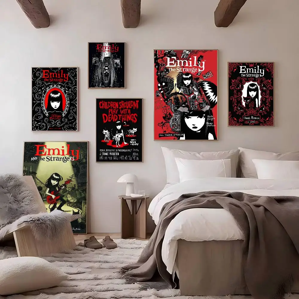 Comics Emily The Strange Anime Posters Sticky Decoracion Painting Wall Art White Kraft Paper Wall Decor