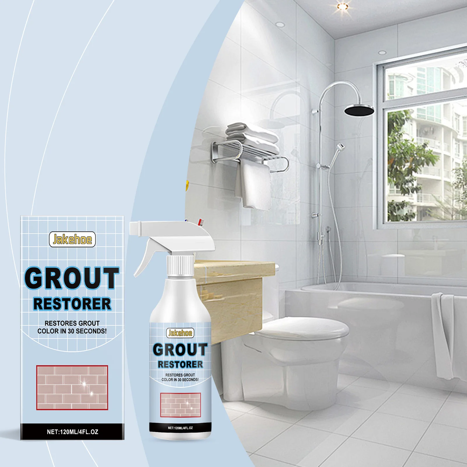 

Grout Cleaner & Restorer 120ml - Heavy Duty Tile Grout Stain Remover for Kitchen Bathroom Floor Toilet - Low Odor Safe