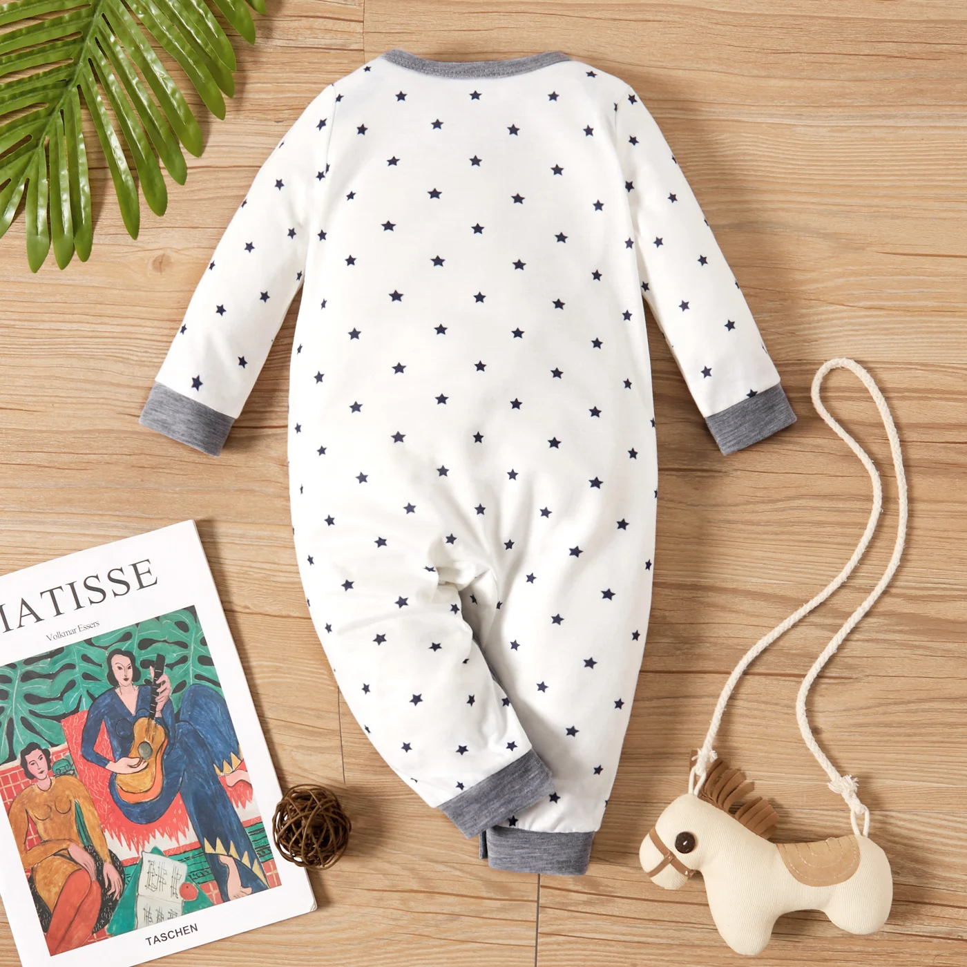 PatPat Baby Boy All Over Striped/Star Print Long-sleeve Jumpsuit Perfect for Outings and Daily Wear  Soft and Comfortable