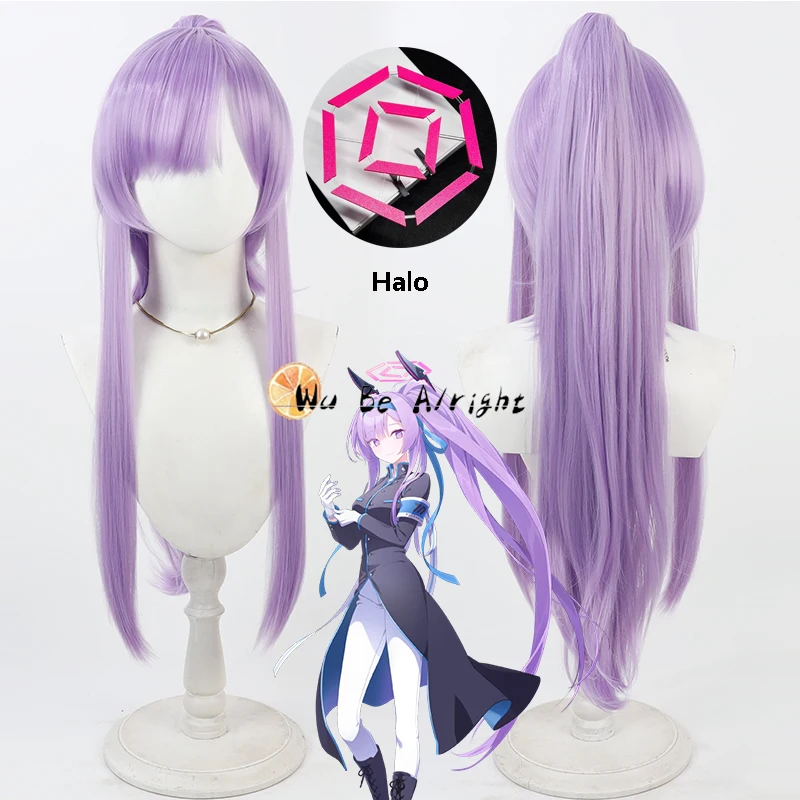 

Blue Archive Shiraishi Utaha Game Cosplay Wig Long Purple Horsetail Heat Resistant Synthetic Hair Halo Women Halloween Props