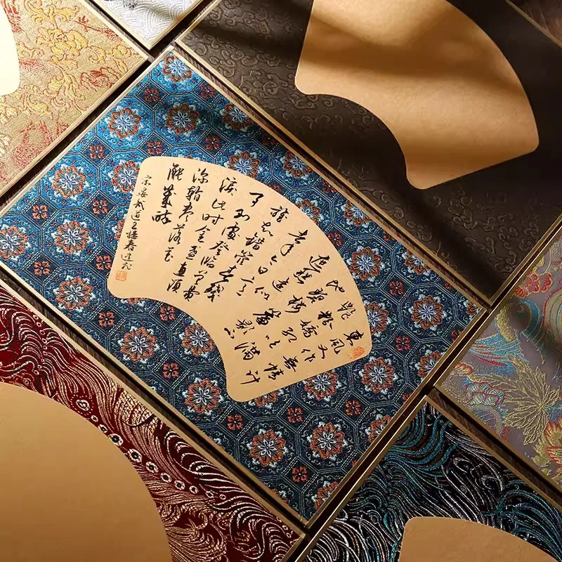 Chinese Calligraphy Fan Cards, Traditional Fan-shaped Sized Xuan Paper Boards for Brush Writing 30x21cm