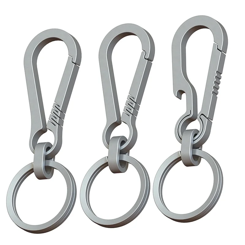 Unisex Titanium Alloy EDC Keyring Buckle Outdoor Tool with Bottle Opener Car Accessory Keychain Pendant Gift