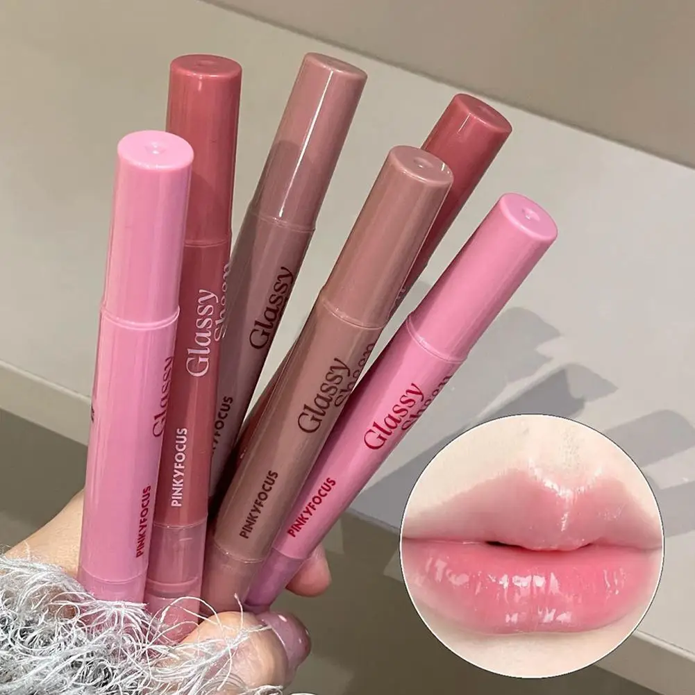 Mirror Watery Lip Gloss Iron Brush Head Jelly Lipgloss Moisturizing Lip Tint Lipstick Nature Nude Lips Makeup Cosmetics - view 4
