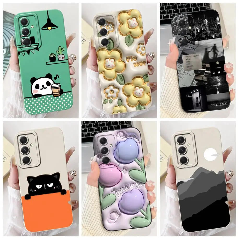 For Samsung Galaxy A55 A35 A25 5G Case New Stylish Flower Soft Silicone Phone Back Cover For Samsung A15 4G SM-A155F A 55 Fundas