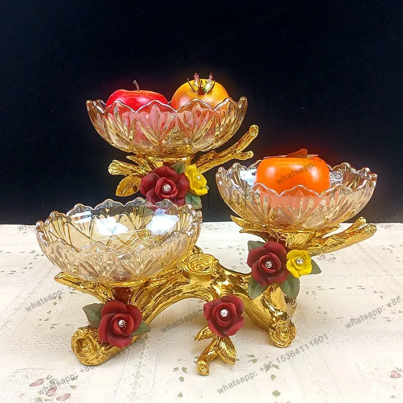 

Crystal Glass Double-layer Multi-grid High-end Household Living Room Coffee Table Creative Light Luxury Snack Candy Plate