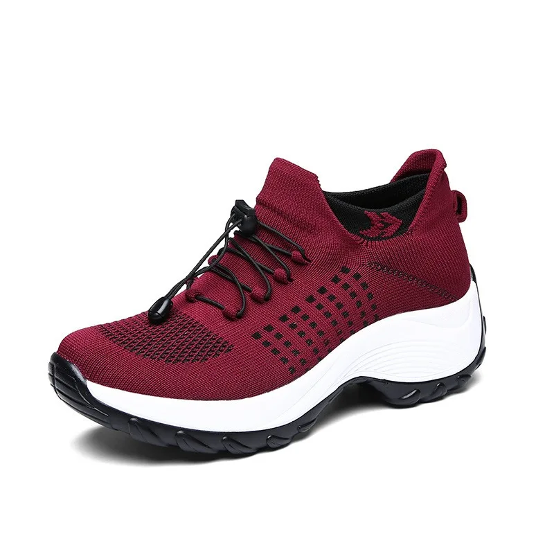 Women Hiking Shoes Quick Lace Up Breathable Mesh Thick Wedge Sole Outdoor Walking Sneakers for Women Fashion Shoes Women Sneaker