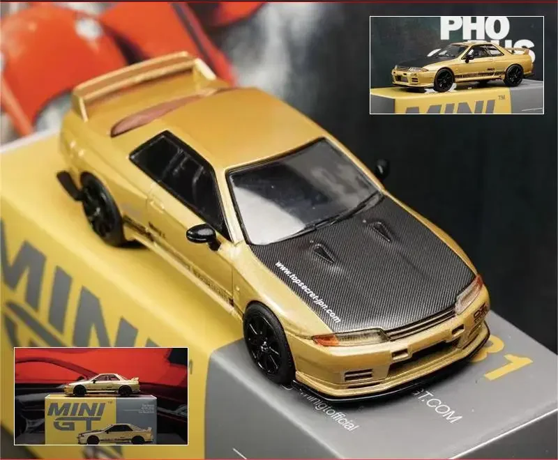 TSM MODELS MINIGT #431 Nissan Skyline GTR VR32, modèle de voiture de course en or moulé sous pression, jouets pour enfants, cadeau, 1:64