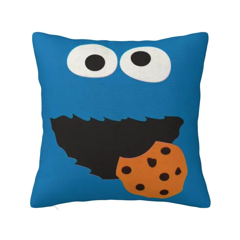 Custom Luxury Cookie Monster Face Manga Sofa Cushion Cover Polyester Sesame Street Throw Pillow Case