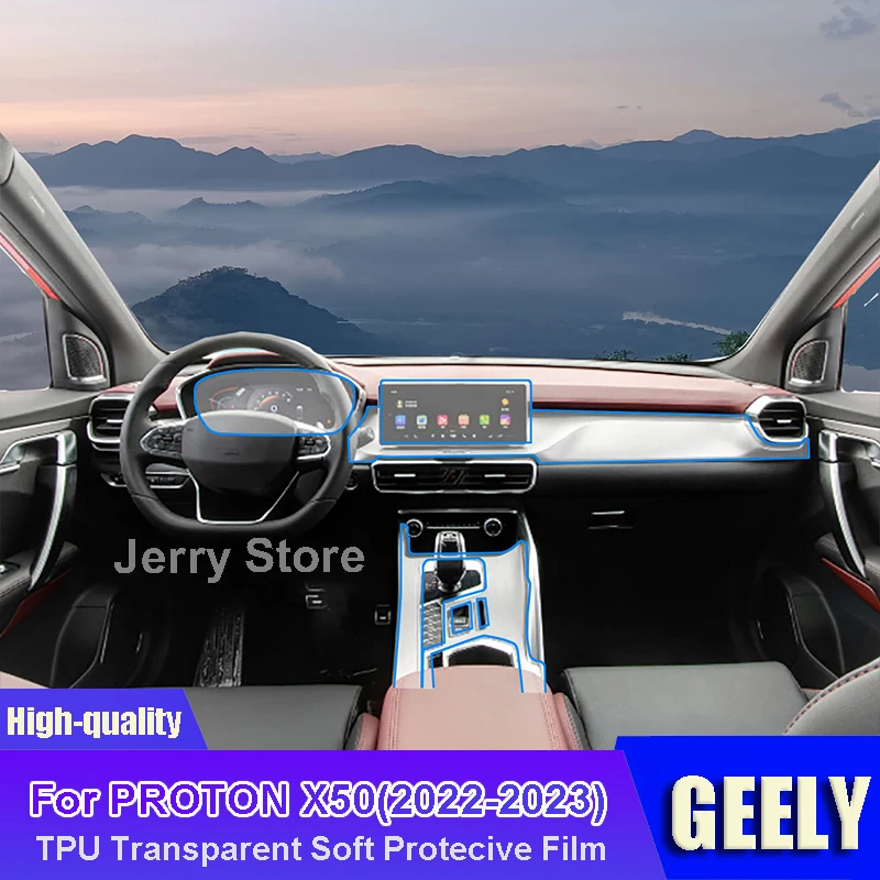 

For PROTON X50 (2022-2023) Car Interior Center Console Transparent TPU Film Protective Anti-scratch Sticker Accessories