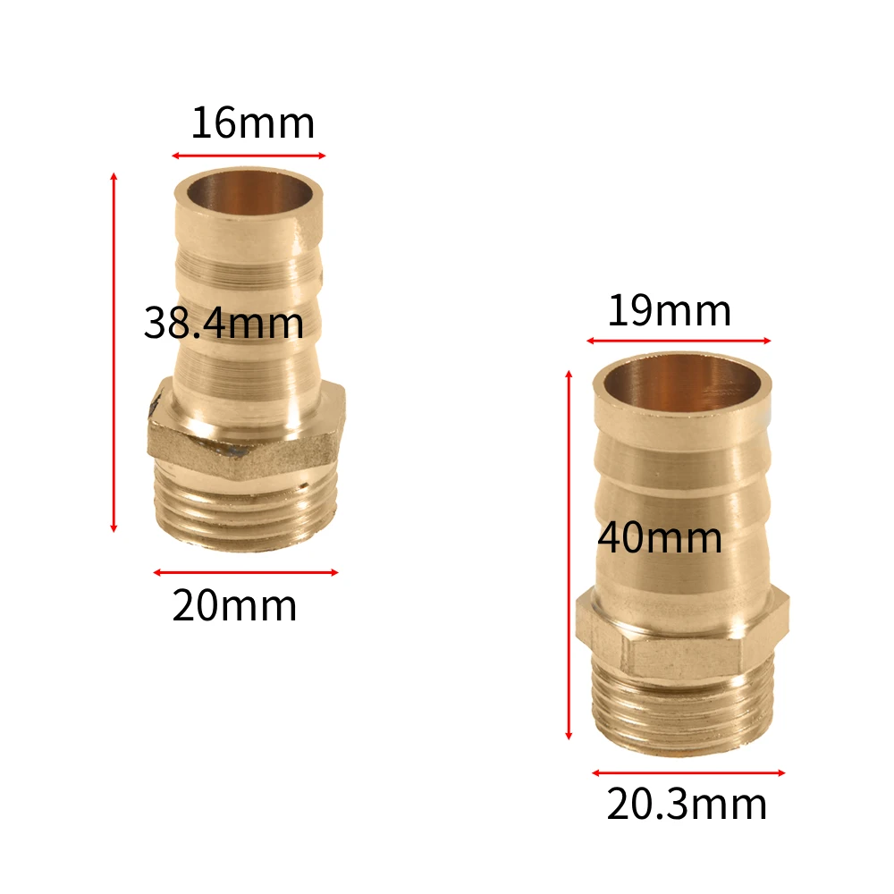 16mm 19mm 1/2" Male Water Hose Barb Connector Brass Copper Outer Wire Pagoda Pipe Joint 1pc