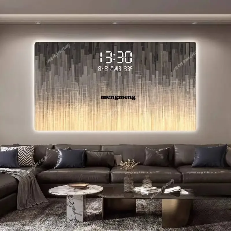 R Premium Unique Wall Clock Temperature Visible Modern Bedroom Luxury Wall Clock Art Large Design Reloj Mural Room Decoration