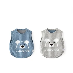 Baby Spring Wear Newborn Vest Spring Autumn Lovely Baby Vest Knitted Baby Bear Vest