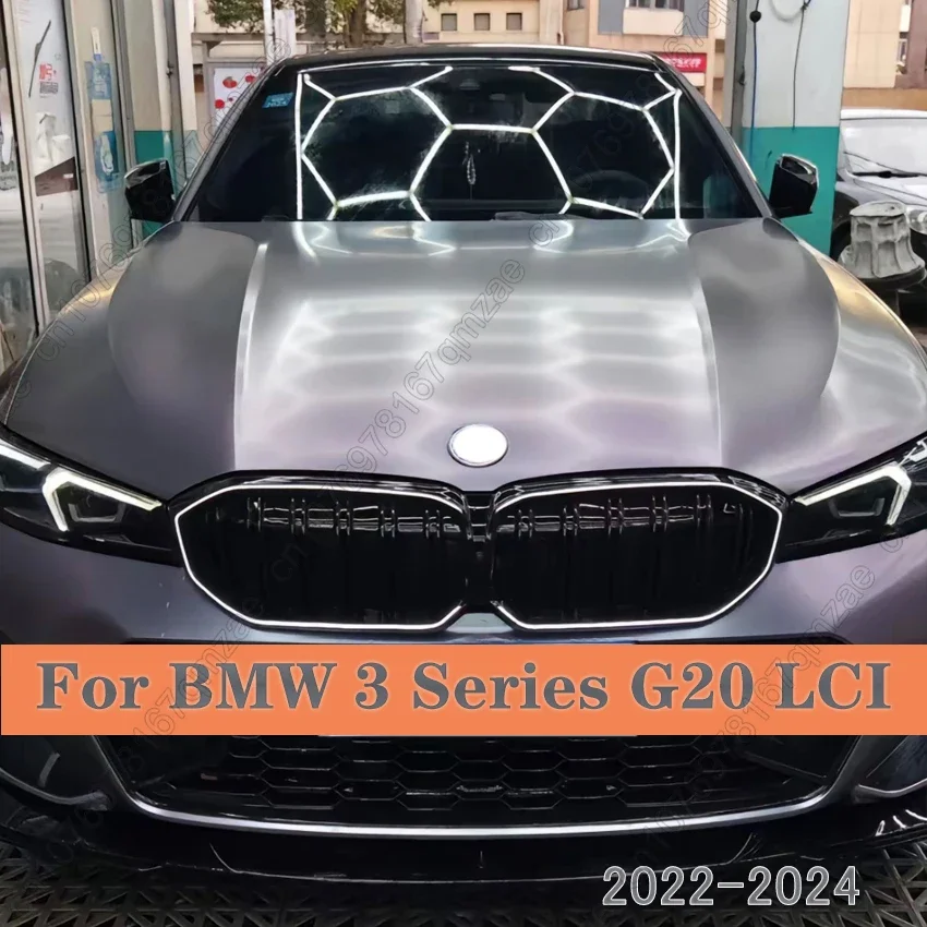 With LED Light Grill For BMW 3 Series G20 2022-2024 Replacement Of The Original Vehicle Dual Line illuminated Grille Accessories