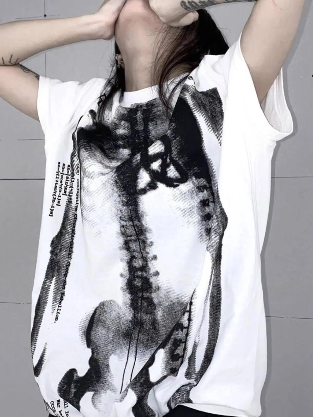 2025 nieuwe subcultuur streetwear T-shirt unisex Y2K schedelprint zwart wit Japanse punk rock zomertop