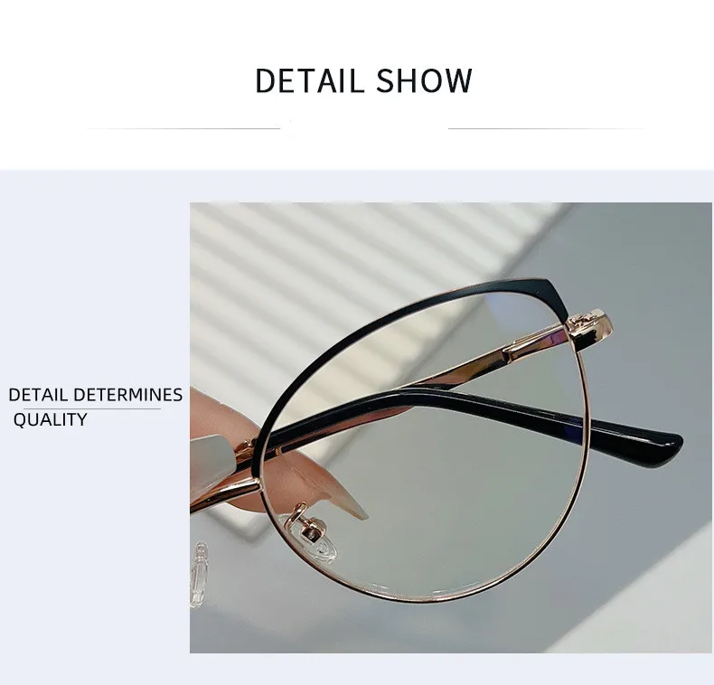 Marken design Retro runde Katzenauge Metall Mädchen Rahmen photo chrome Anti-Blaulicht Computer Frauen Lesebrille Grad 0 ~ 6 – Detail 5