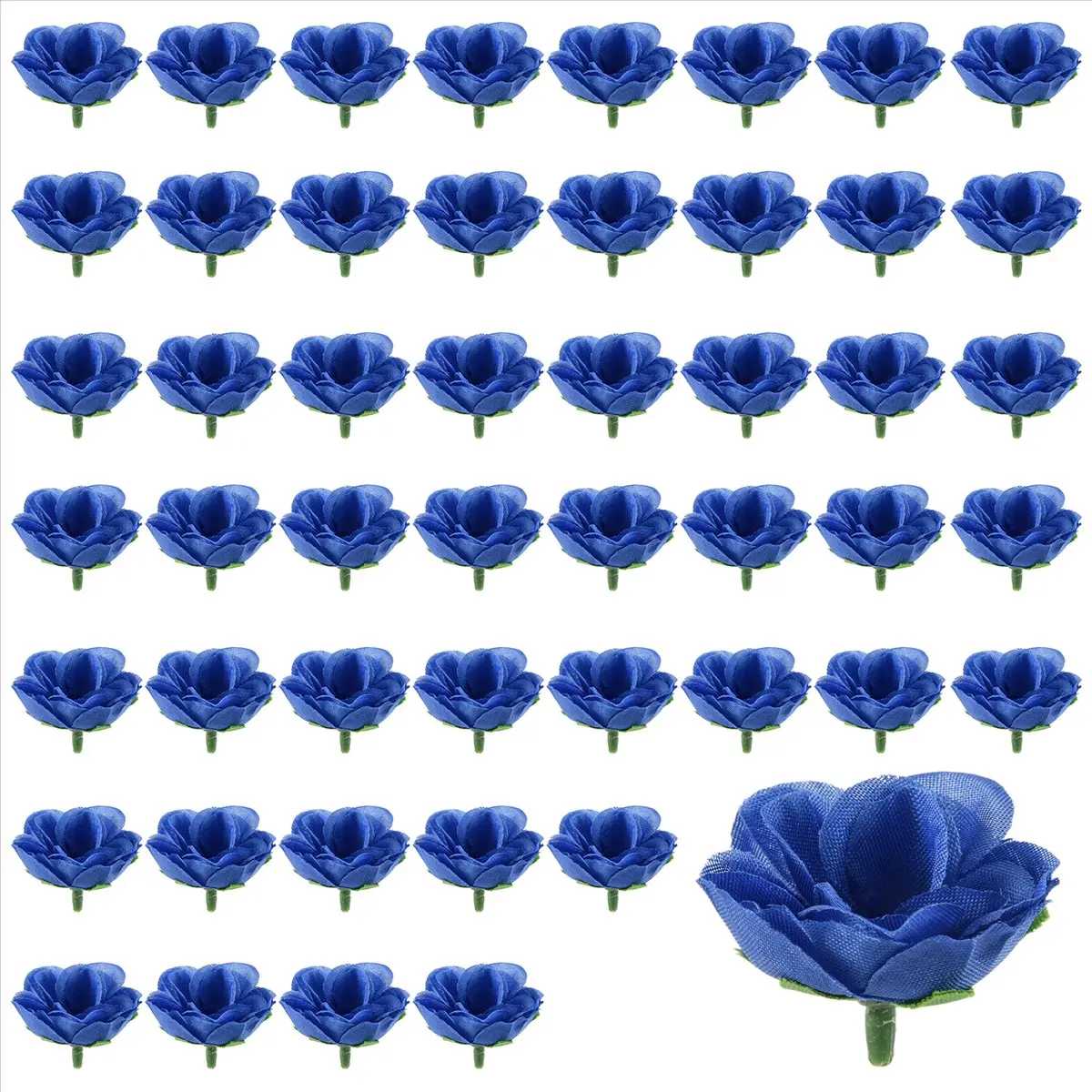 ABZT 50 artificial roses, 3 cm tall, wedding decoration, navy blue